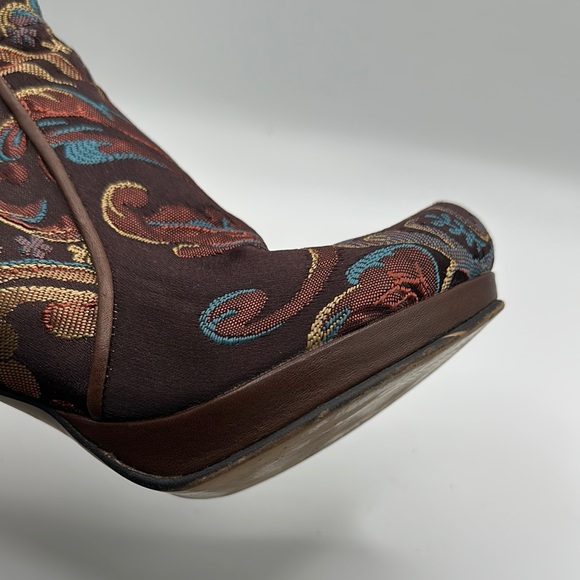 Rockwell Tharpe Sz 8 Passion Ranch Elegant Brown Heeled Boots Ornate‎ Embroidery - Picture 11 of 11